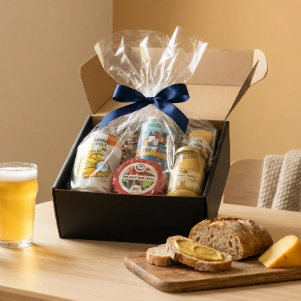 Een snackpakket of een pakket met producten waarvan je weet dat ze die lekker vinden voor vader