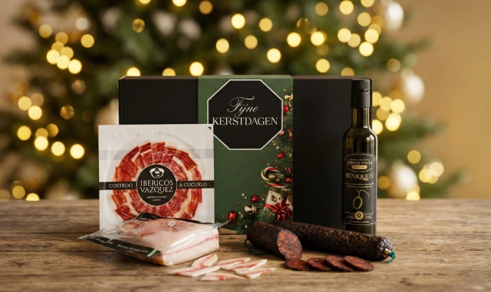 Gepersonaliseerd kerstpakket met een selectie van gerijpte kazen en fijne vleeswaren