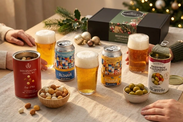 Rijkelijk gevulde kerstdoos met borrelhapjes van topkwaliteit voor het hele team