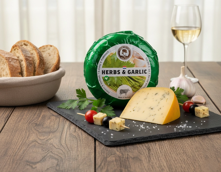 Koekaas met kruiden en knoflook